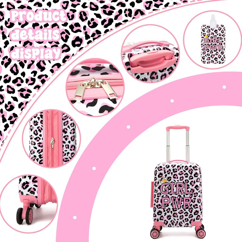 Esteemly Kid's Luggage Set 2 Piece Suitcase Set 16" Hardside Luggage with Spinner Wheels Girls Carry on Toddler Travel Rolling Suitcase with Neck Pillow Airline Approved - Image 3